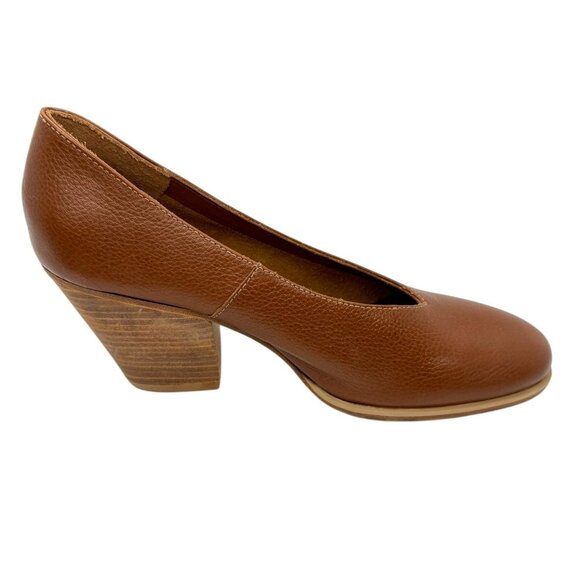 Rachel Comey Cognac Falk Pump Block Heel Leather Size 6.5 Neutral Minimalist EUC - Picture 1 of 12